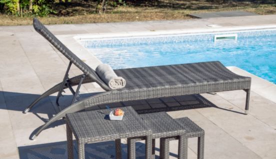 Chaise Longue De Jardin Lit De Soleil Santorin Resine Tressee