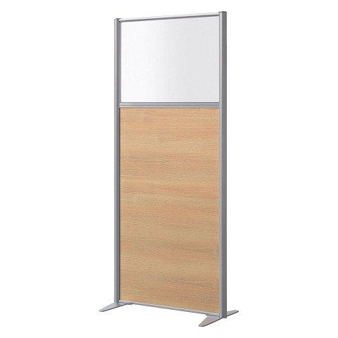 CLOISON B-ZEN SEMI VITRÉE BOIS H 180 X P 81 CM - HÊTRE PIED FIXE ALUMINIUM