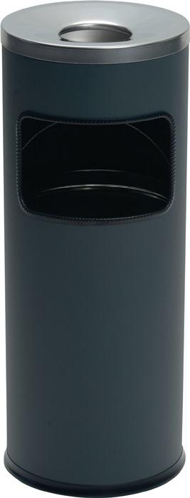 Combiné cendrier-poubelle DURABLE D.250xH630 mm en tôle d'acier anthracite - 17L avec couvercle étouffoir et cendrier amovible_0