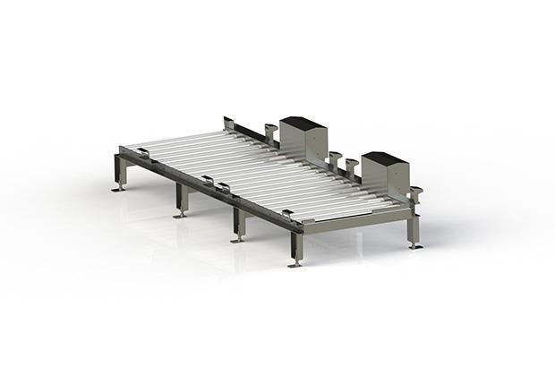 Convoyeur à rouleaux motorisés en inox - Transport de charges à fond plat et rigide jusqu'à 70 kg - System Conception_0