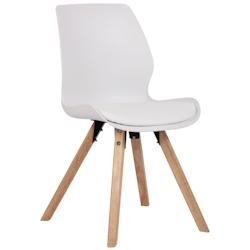 Décoshop26 - Chaise de salle à manger x1 design scandinave en plastique et PVC blanc et pieds en bois carrés clair 10_0002302 - blanc 3000250946117_0