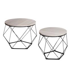 Décoshop26 - Ensemble de deux tables basses tables d'appoint en métal et MDF aspect chêne gris 04_0006763 - gris 3000261877035_0