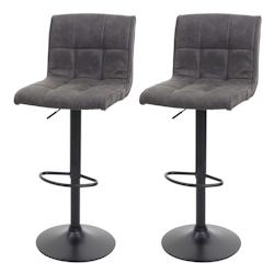 Décoshop26 - Lot de 2 chaises de bar tabourets de comptoir hauteur réglable en tissu effet daim gris foncé 04_0000121 - gris 3000251388985_0