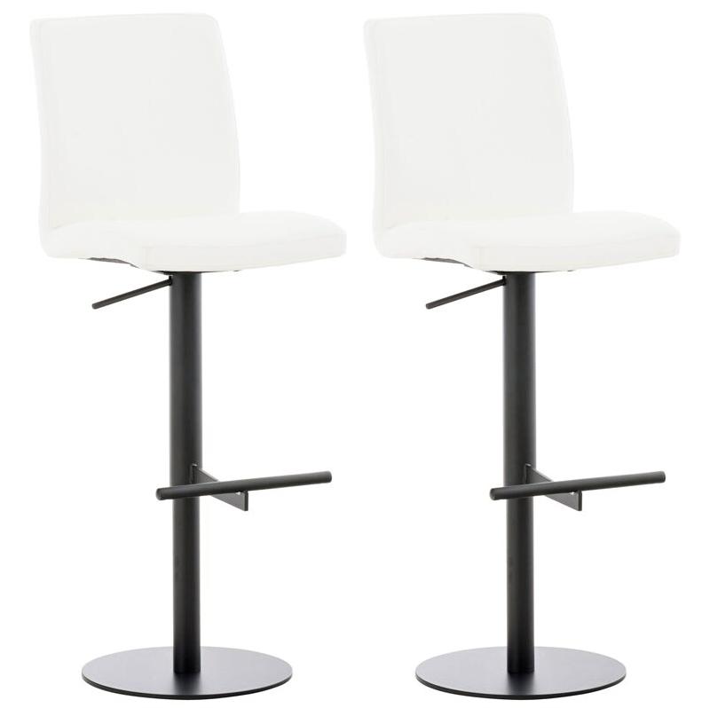Décoshop26 - Lot de 2 tabourets de bar avec repose-pieds et dossier assise en similicuir blanc cadre métal noir 10_0006748 - blanc métal 3000265741851_0