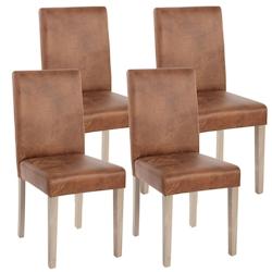 Décoshop26 - Lot de 4 chaises de salle à manger cuisine imitation daim marron vieilli style vintage pieds en bois clair 04_0000600 - marron 30000439_0