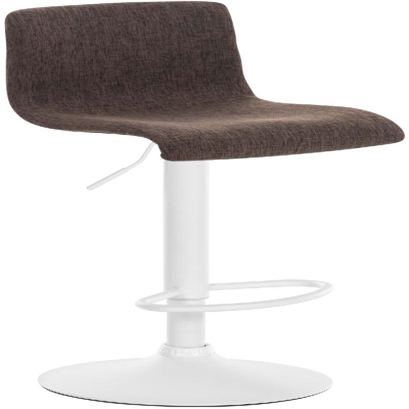 Décoshop26 - Tabouret de bar x1 avec repose-pieds pivotant dossier incurvé en tissu marron et métal blanc 10_0004977 - marron métal 3000252391038_0