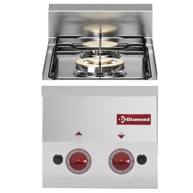 Diamond - Cuisinière 2 feux gaz -Top- - réf. G60/2F3T-N - gris inox AKS-G60/2F3T-N_0