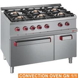 Fourneau 6 feux gaz - Four électrique à convection GN 1/1 - Armoire neutre - Modèle G77/6BFEVA11-S_0