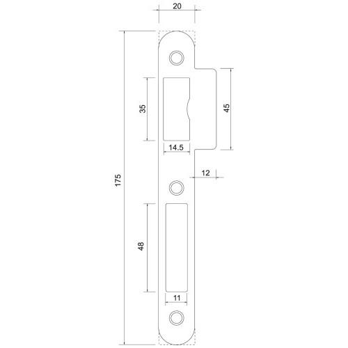 GÂCHE À DOUBLE ENTRÉE - INOX - POUR SERRURE DE SÛRETÉ À LARDER 726 MARC