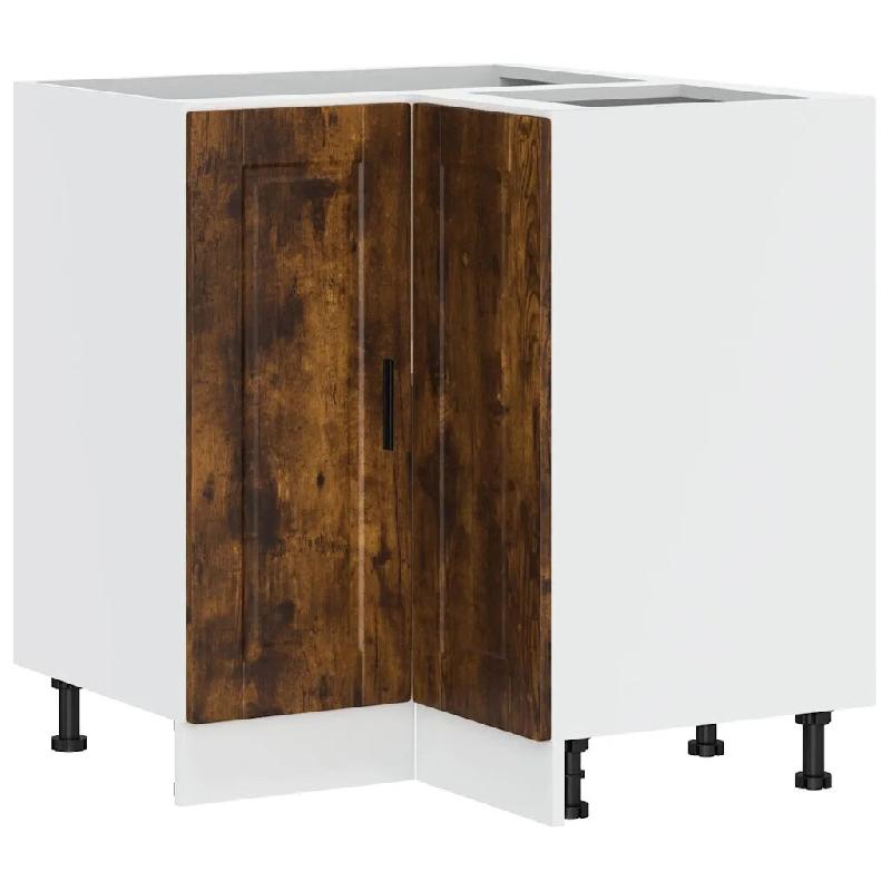 Helloshop26 - Armoire d'angle de cuisine moderne rangement grand espace 75,5 x 75,5 x 81,5 cm en bois d'ingénierie chêne fumé 02_0050297 - Bois mas_0