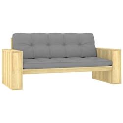 Helloshop26 - Banc de jardin meuble de patio d'extérieur terrasse avec coussins gris 179 x 76 x 76 cm pin imprégné 02_0011632 - 3000638347765_0