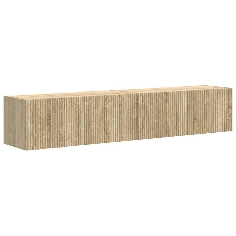 Helloshop26 - Lot de 2 meubles TV muraux modernes avec étagères parfaits salon 78,5 x 31 x 29,5 cm en bois d'ingénierie sonoma 02_0054904 - Bois ma_0