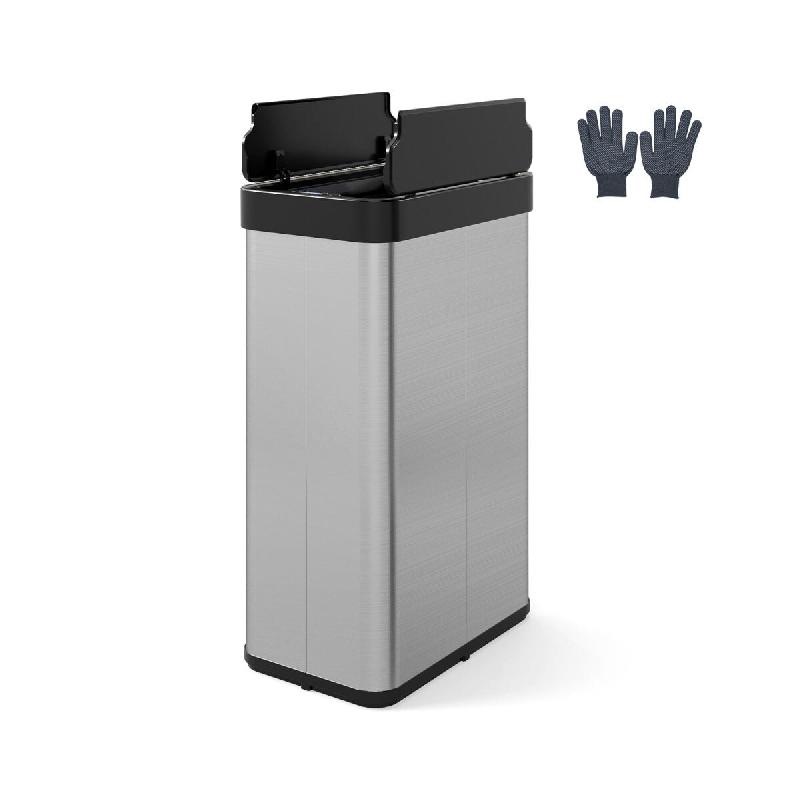 Helloshop26 - Poubelle 60L avec capteur de mouvement et couvercles papillon slim pratique pour cuisine et salle de bain en acier 20_0018881 - 30002326_0