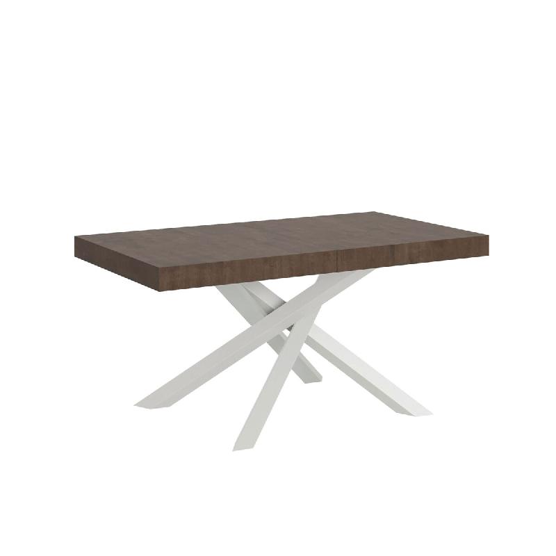 Itamoby Table Extensible Volantis Premium En Noyer 200/460X90 Cm Avec Pieds Blancs - marron multi-matériau VE200PRVLP460-NC-BI_0