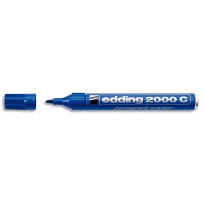 MARQUEUR PERMANENT EDDING E 2000 - POINTE OGIVE - ENCRE INDELIBILE BLEUE SANS SOLVANT - LOT DE 2