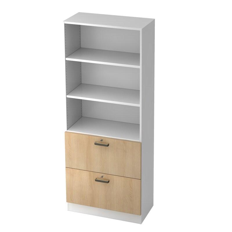Matelpro - Amoire combinée de bureau avec support d'archives Londonien - Moderne & Design -Blanc, gris, érable, hêtre, noyer, blanc/argent, blanc/c_0