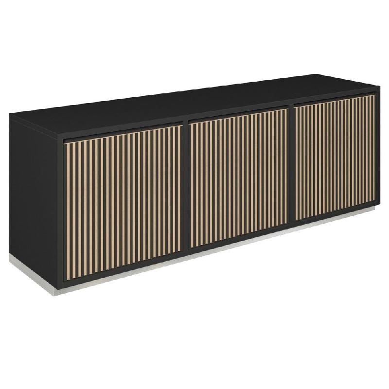 Meuble Vertigo T01 2 portes 2 tiroirs MDF naturel et noir 180x47x60 cm_0