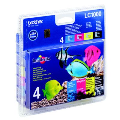 Pack 4 cartouches Brother LC1000 noir et couleurs (cyan + magenta + jaune) pour imprimantes jet d'encre_0