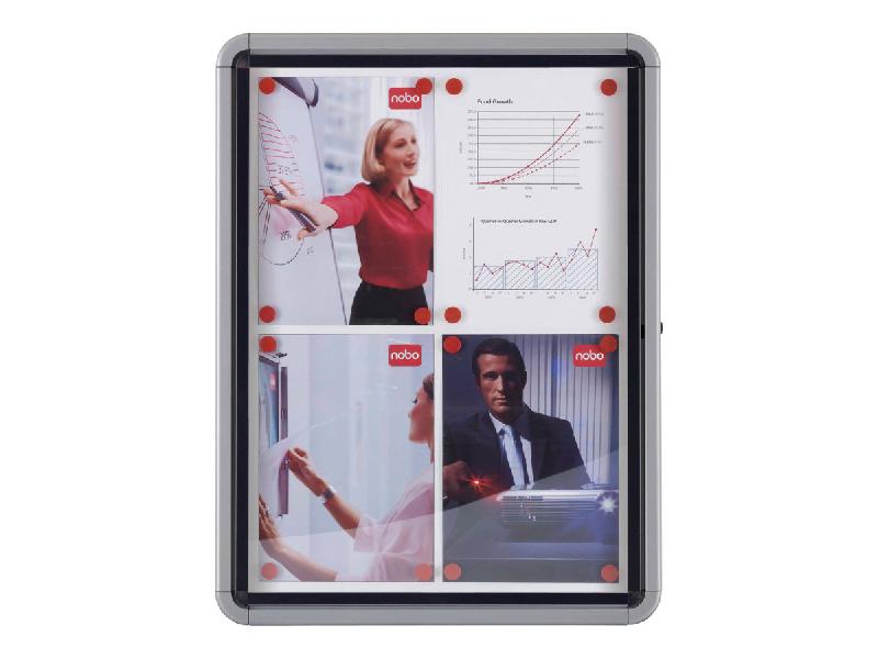 Panneaux d'affichage extérieur Nobo - Tableau magnétique verrouillable avec cadre en aluminium et vitre de sécurité - 9 x A4_0