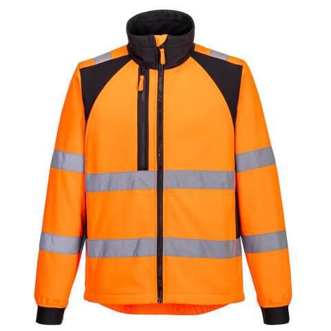 PORTWEST CD875 VESTE SOFTSHELL HAUTE VISIBILITÉ ECO WX2 (2 COUCHES) ORANGE/NOIR - TAILLE XL