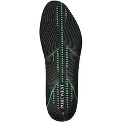 Portwest - Semelles en gel avec voûte plantaire - Noir/Vert - Taille S - Talon avec absorption d'énergie - Polyuréthanne, Nylon, Gel, TPU, Polyester_0