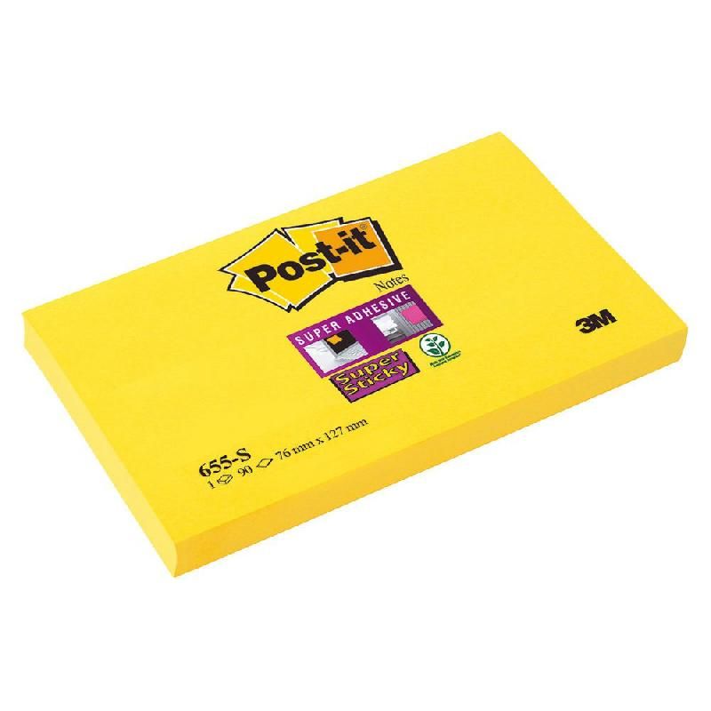 POST-IT® BLOC DE NOTES ADHÉSIVES SUPER STICKY - 76 X 127 MM - COULEUR : JAUNE (PRIX À L'UNITÉ)