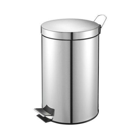 POUBELLE MÉTAL À PÉDALE RONDE, 20 LITRES, INOX