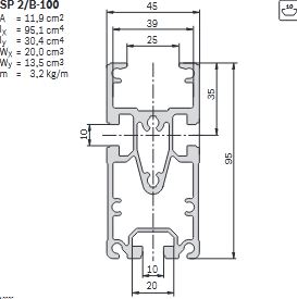 Profilé de section sp 2/b-100  en aluminium naturel anodisé_0