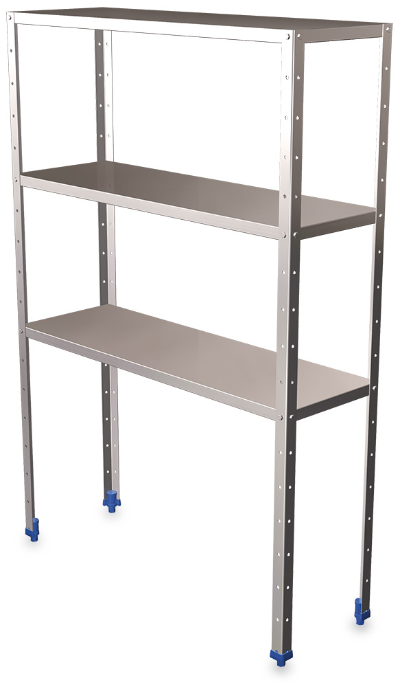 RAYONNAGE INOX ALIMENTAIRE LISSE 3 NIVEAUX . ETAGERE INOX CHAMBRE FROIDE