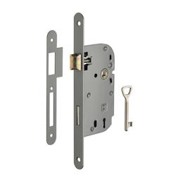 Serrure encastrable à clé pour porte de chambre, axe 50mm, bouts ronds, gris, 1 clé - THIRARD - gris 3150269139359_0