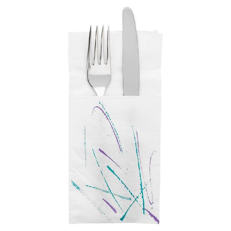 Serviette kangourou écolabel 2 plis blanc et bleu 40x40cm par 1000_0