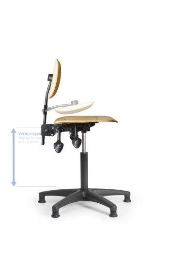 Siège d'atelier ergonomique en bois - dossier pliant - ref : boisasyntpvmp_0