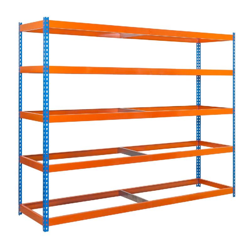 SimonRack Rayonnage industriel, 2000x2100x600 mm, 500 kg au point de flexion, 5 niveaux, sans tablettes, rayonnage garage, Bleu/Orange- Simonforte - o_0