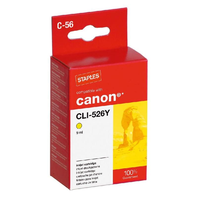 STAPLES CARTOUCHE D'ENCRE COMPATIBLE CLI-526 J (4697806) - COMPATIBLE: HP - COULEUR: JAUNE