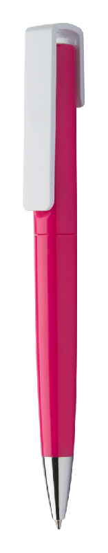Stylo à bille twist en plastique - large clip personnalisable - encre bleue - couleur fuchsia_0
