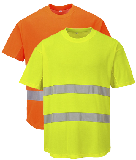 T-shirt haute visibilité manches courtes doublé coton, Coloris : Jaune Fluo, Taille : S_0
