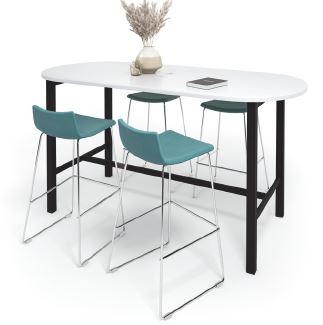 Table avec piètement métallique et repose-pieds intégré - PALMA_0