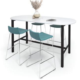 Table de réunion avec piètement métallique et repose-pieds intégré - PALMA - Plateau mélaminé, stratifié ou fibres_0