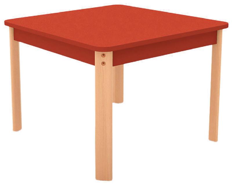 TABLE ERGO CARRÉE T3 - ROUGE/HÊTRE - MANUTAN COLLECTIVITÉS