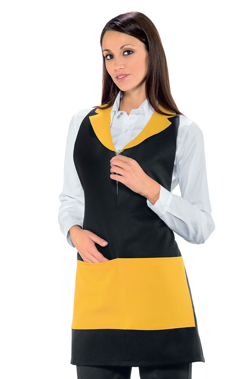 TABLIER DE SERVICE POUR FEMME MADEIRA AVEC ZIP NOIR SOLEIL