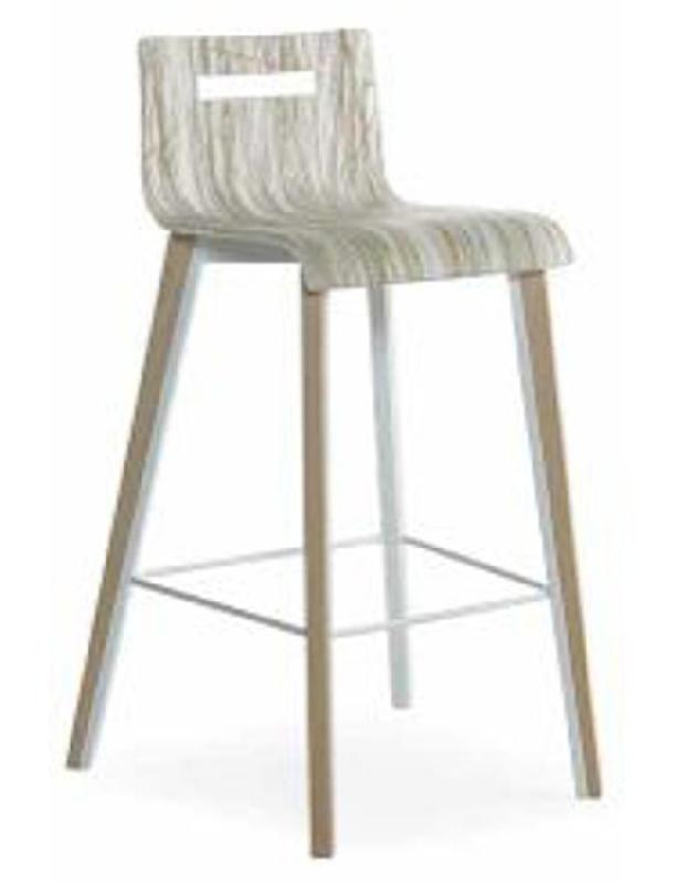 Tabouret de bar Tracy - châssis hêtre renforcé métal - coque incrustation herbe - HT 62 ou 80 cm_0