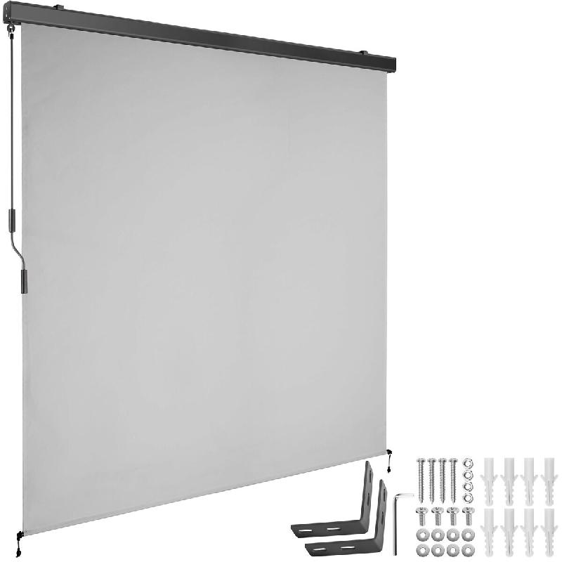 Tectake Store banne verticale ELOISE avec 2 supports muraux - 180 x 250 cm, gris clair - 406144 - gris polyester 406144_0