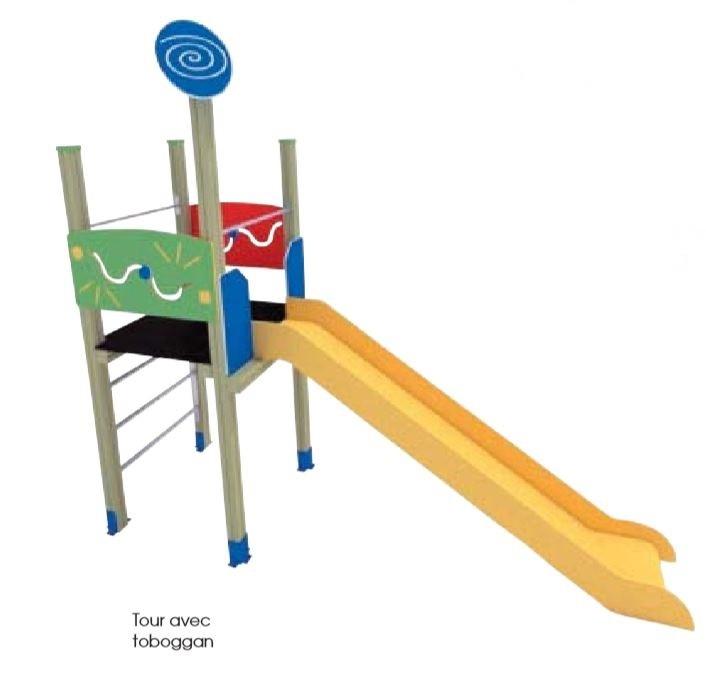 Tour de jeu Mariposa - multifonction avec toboggan, échelle, barre de pompier - pour aires de jeux enfants_0