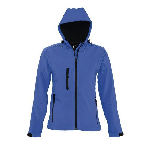 VESTE FEMME ZIPPÉE SOFTSHELL À CAPUCHE EN POLYESTER ROYAL