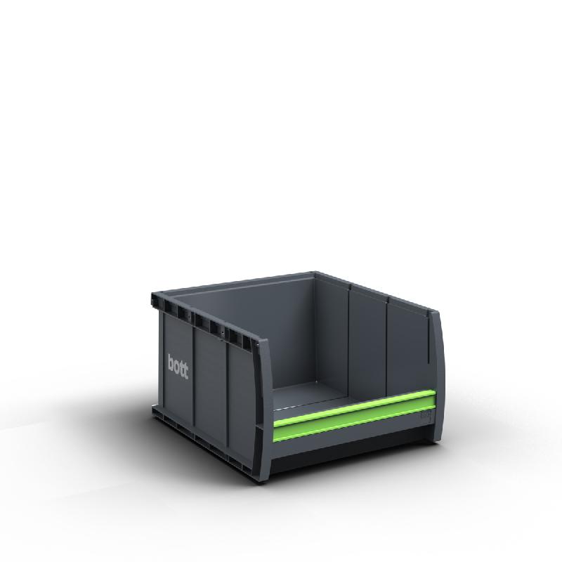 bottBox L3 - Bac à bec en plastique avec porte-étiquette, modulable et empilable - Lot de 12 - Dimensions 264x298x165mm - RAL 7016 gris anthracite_0