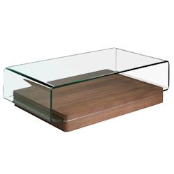 AC ANGEL CERDA Angel Cerdá Table basse rectangulaire en verre trempé et noyer 2004C 120 x 70 x 33 - transparent Bois manufacturé 8435631001812_0