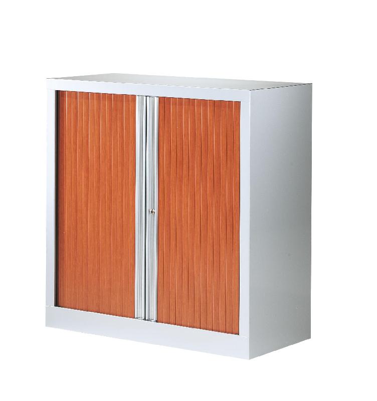 Armoire à rideaux merisier corps aluminium basse l.1000 mm_0