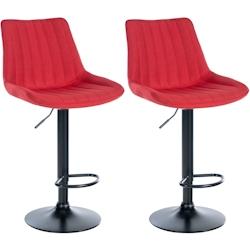 CLP Lot de 2 tabourets de bar Toni tissu Rouge/Métal noir mat - rouge textile 324004_0
