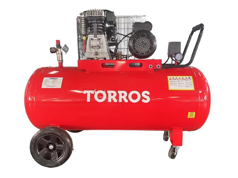 Compresseur mobile à entraînement par courroie à huile cuve 100 L 2,2 kW / 3 Ch 10 bars 400 l/min 230V Torros TC1004010M_0