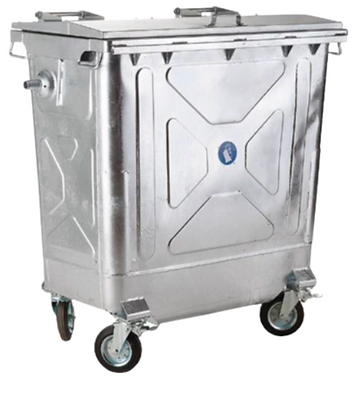 Conteneur roulant en acier 770 litres idéal pour la collecte des déchets solides, domestiques et industriels_0